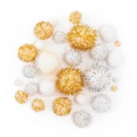 folia Pompons mehrfarbig Glitter X-Mas Ø 1,0-4,0...
