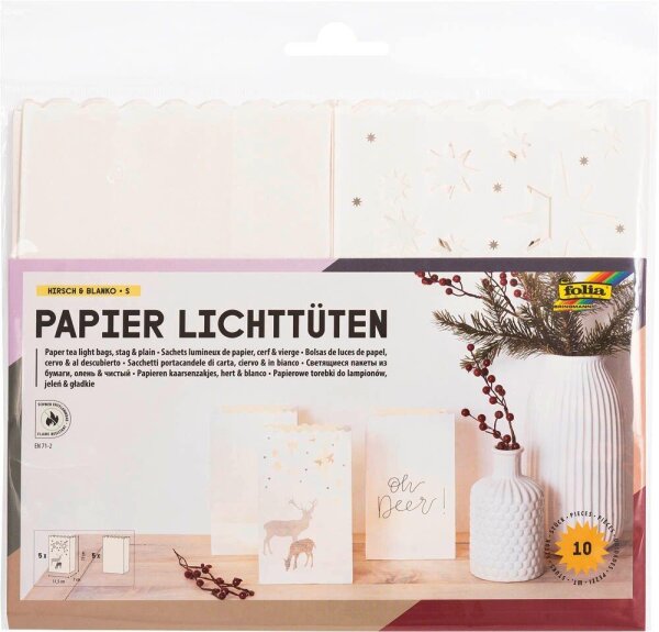 folia Papiertüten für Tischlichter weiß 10 St.