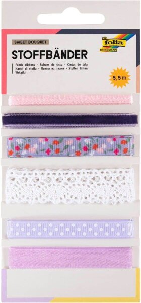 folia Geschenkband Sweet Bouquet unterschiedlich blau/weiß