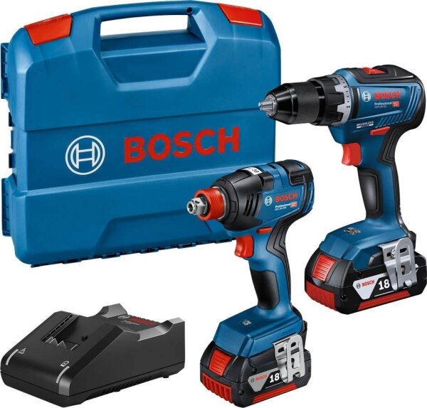 BOSCH Professional GDX 18V-200 + GSR 18V-55 Akku-Drehschlagschrauber-Set 18,0 V,
