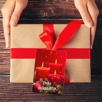 LUMA Geschenkanhänger mehrfarbig Frohe Weihnachten mit roten Kerzen 10 St.