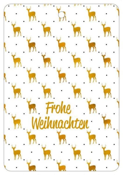 LUMA Geschenkanhänger mehrfarbig Frohe Weihnachten mit goldenen Hirschen