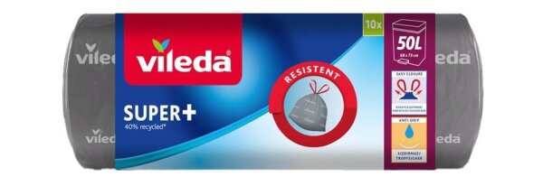 vileda Müllbeutel SUPER+ 50,0 l grau, 10 St.