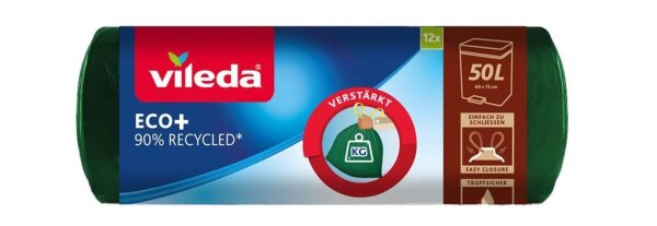 vileda Müllbeutel ECO+ 50,0 l grün, 12 St.