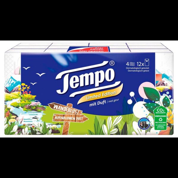 Tempo Taschentücher Limited Edition 4-lagig weiß, 12x 9 Tücher