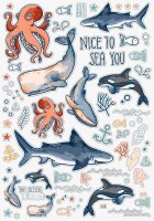 BRUNNEN Freundebuch Happy Ocean ca. DIN A5 liniert, blau Hardcover 80 Seiten