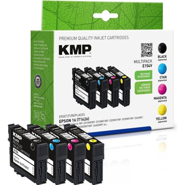 KMP E154V  schwarz, cyan, magenta, gelb Druckerpatrone kompatibel zu EPSON 16 /