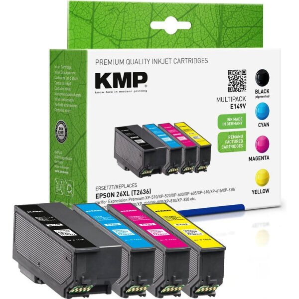 KMP E149V  schwarz, cyan, magenta, gelb Druckerpatrone kompatibel zu EPSON 26XL