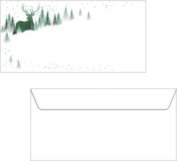 25 SIGEL Weihnachtsbriefumschläge Christmas Forest DIN lang ohne Fenster