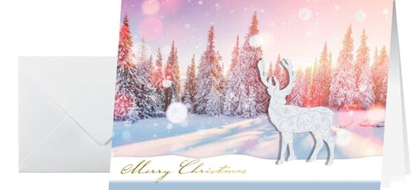 10 SIGEL Weihnachtskarten Snow Deer DIN A6