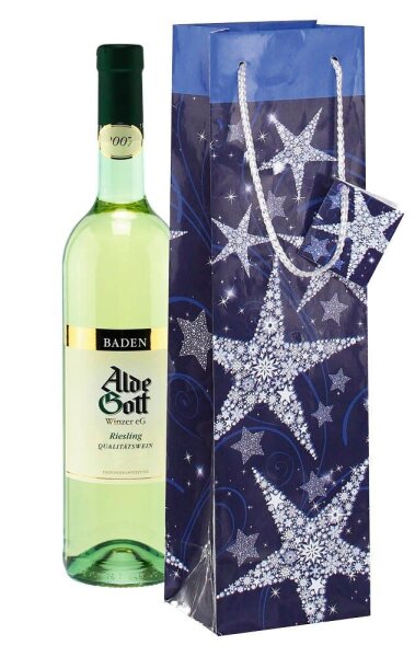 5 SIGEL Geschenktüten für Flaschen Shining Star Motiv 10,0 x 35,0 cm