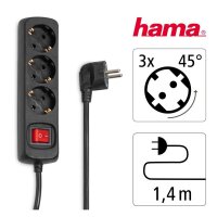 hama 3-fach Steckdosenleiste mit Schalter 1,4 m schwarz