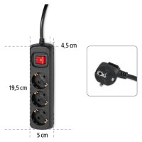 hama 3-fach Steckdosenleiste mit Schalter 1,4 m schwarz