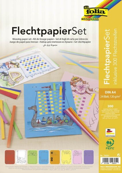 folia Bastelset Flechtpapiere mehrfarbig
