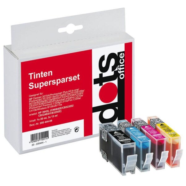 dots  schwarz, cyan, magenta, gelb Druckerpatronen kompatibel zu HP 364XL (N9J74