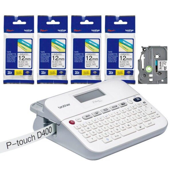 brother P-touch D400 Beschriftungsgerät-Set weiß, grau