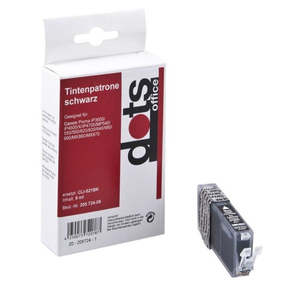 dots  schwarz Druckerpatrone kompatibel zu Canon CLI-521 BK