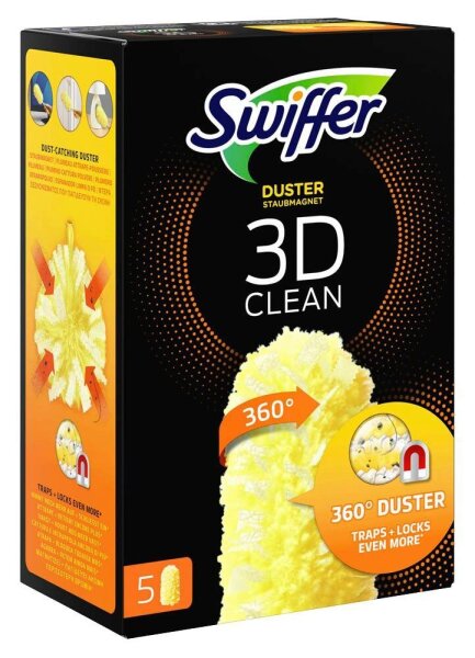 Swiffer DUSTER STAUBMAGNET 360° 3D CLEAN Staubfangtücher Mikrofaser, 5 Tücher