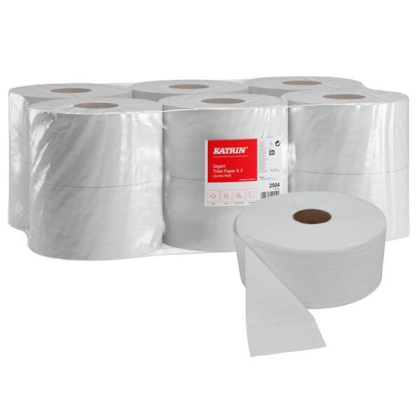 KATRIN Jumbo-Toilettenpapier Gigant S2 2-lagig Recyclingpapier, 12 Rollen