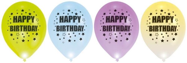 amscan® Luftballons LED Happy Birthday bunt, 4 St.