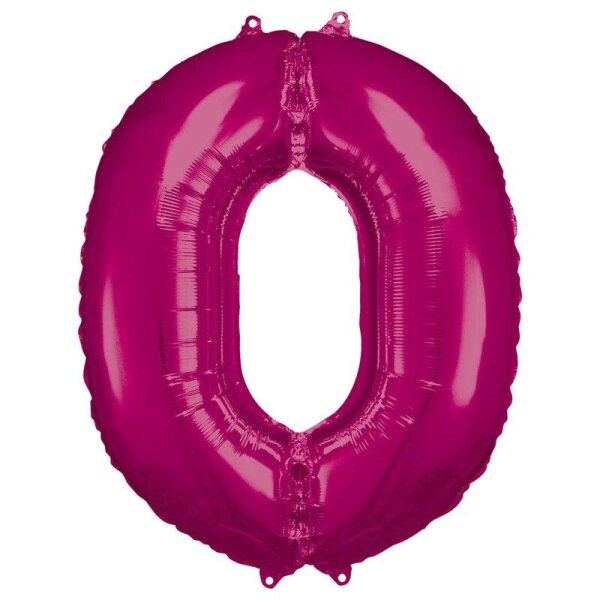 amscan® Folienballon Zahl 0 pink, 1 St.