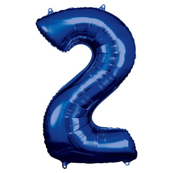 amscan® Folienballon Zahl 2 blau, 1 St.
