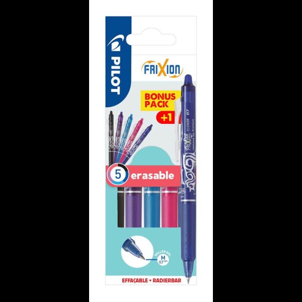PILOT FRIXION ball CLICKER Tintenroller blau, pink, schwarz, violett, hellblau 0