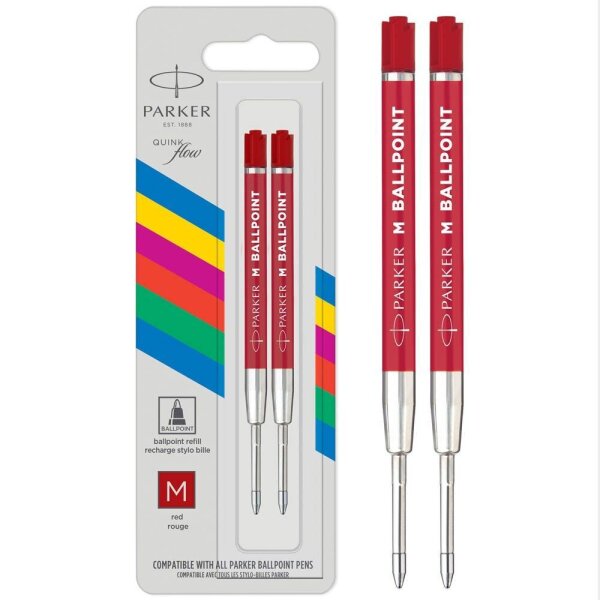 PARKER QUINKflow Basic Kugelschreiberminen M rot, 2 St.