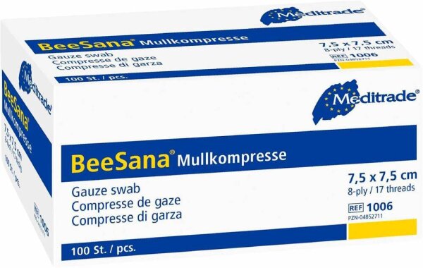 Meditrade® Mull-Kompressen BeeSana® 1006 weiß 7,5 x 7,5 cm, 100 St.