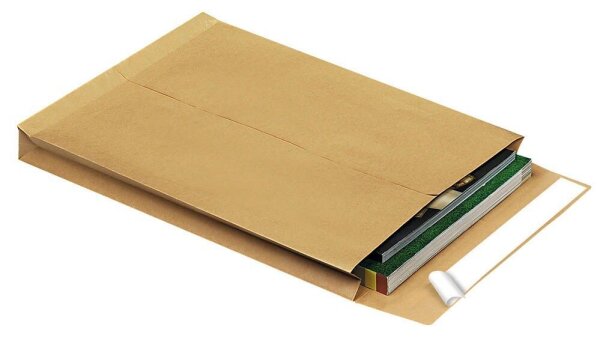 MAILmedia Faltentaschen DIN B4 ohne Fenster braun mit 2,0 cm Falte, 100 St.