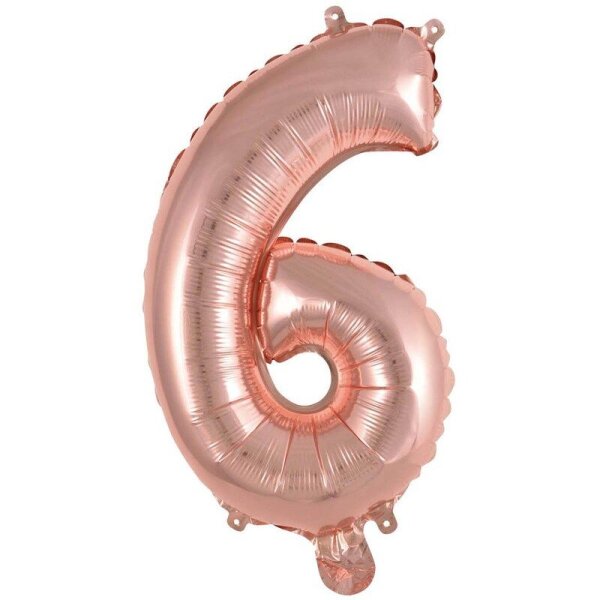 amscan® Folienballon Mini, Zahl 6 rosé, 1 St.