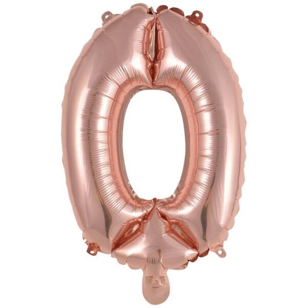 amscan® Folienballon Mini, Zahl 0 rosé, 1 St.