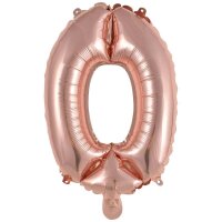 amscan® Folienballon Mini, Zahl 0 rosé, 1 St.