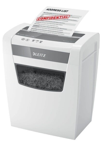 LEITZ IQ Home Office S Aktenvernichter mit Partikelschnitt P-4, 4 x 28 mm, bis 8 Blatt, weiß