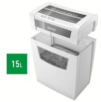 LEITZ IQ Home Office S Aktenvernichter mit Partikelschnitt P-4, 4 x 28 mm, bis 8 Blatt, weiß
