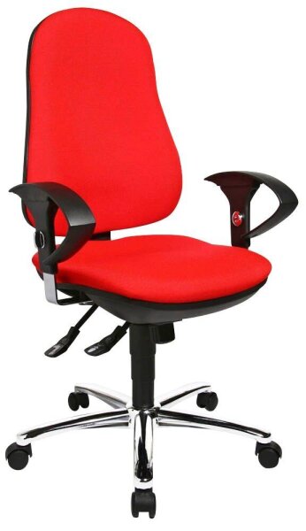 Topstar Bürostuhl Support ®Syncro Deluxe, 8559U G21 Stoff rot, Gestell chrom