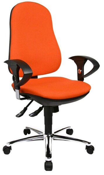 Topstar Bürostuhl Support ®Syncro Deluxe, 8559U G04 Stoff orange, Gestell chrom