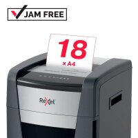 Rexel XP418+ Aktenvernichter mit Partikelschnitt P-4, bis 18 Blatt, grau