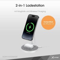 XLAYER MagFix Pro 2 in 1 Induktive Ladestation grau, weiß, 15 Watt