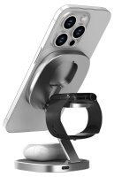 XLAYER MagFix Pro 3 in 1 Induktive Ladestation grau, 15 Watt