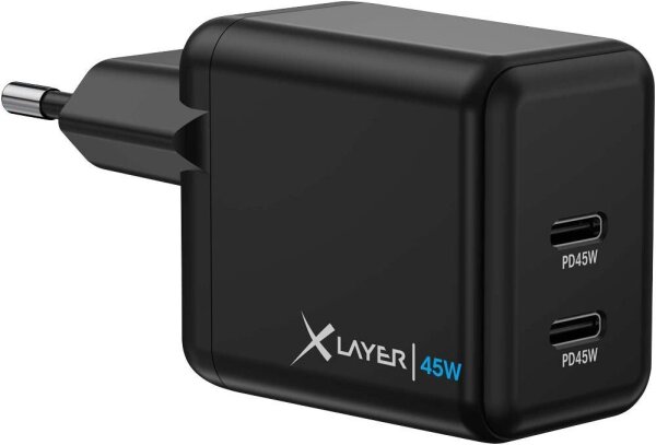 XLAYER Powercharger 45W Ladeadapter schwarz, 45 Watt