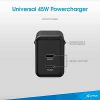 XLAYER Powercharger 45W Ladeadapter schwarz, 45 Watt