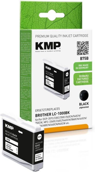 KMP B75B schwarz Druckerpatrone kompatibel zu brother LC-1000BK