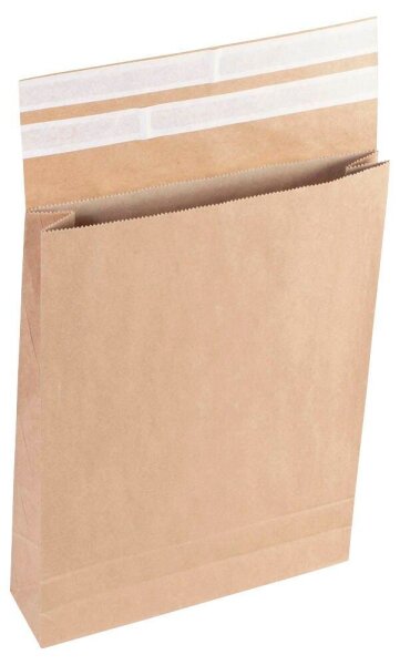 flexiPAK Faltentaschen classic Doppelfixverschluss ca. DIN A3 ohne Fenster braun mit 8,0 cm Falte, 300 St.