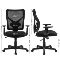 SONGMICS Bürostuhl, OBN36BK Stoff schwarz, Gestell schwarz
