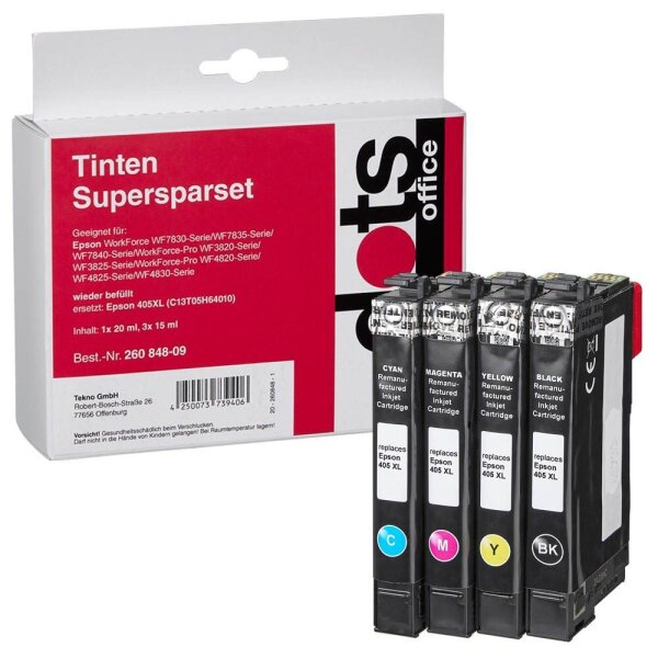 dots  schwarz, cyan, magenta, gelb Druckerpatronen kompatibel zu EPSON 405XL BK/C/M/Y, 4er-Set