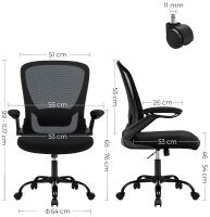 SONGMICS Bürostuhl, OBN37BKV1 Stoff schwarz, Gestell schwarz