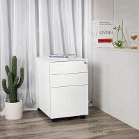 SONGMICS Rollcontainer weiß 3 Auszüge 39,0 x 52,0 x 60,0 cm