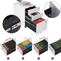 SONGMICS Rollcontainer weiß 3 Auszüge 39,0 x 52,0 x 60,0 cm