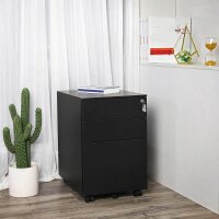 SONGMICS Rollcontainer schwarz 3 Auszüge 39,0 x 52,0 x 60,0 cm